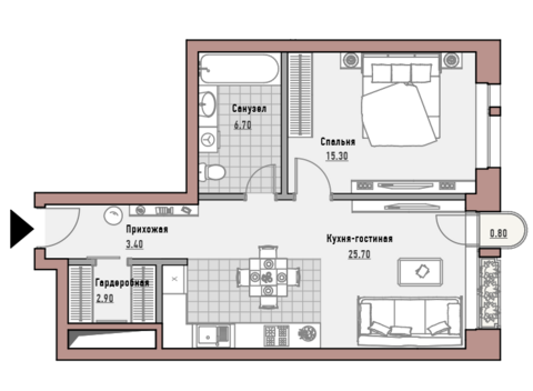 1-комнатная квартира, в Элитный дом "РЕНОМЭ" 1-комнатная квартира, в Элитный дом "РЕНОМЭ"