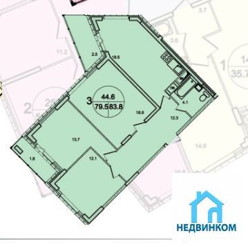 3-комнатная квартира, 84 кв.м., в ЖК "Роза Ветров" 3-комнатная квартира, 84 кв.м., в ЖК "Роза Ветров"