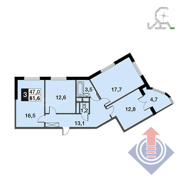3-комнатная квартира, 82 кв.м., в ЖК "UP!КВАРТАЛ"Римский" 3-комнатная квартира, 82 кв.м., в ЖК "UP!КВАРТАЛ"Римский"