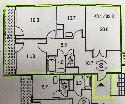 3-комнатная квартира, 85 кв.м., в ЖК "Оазис-Парк" 3-комнатная квартира, 85 кв.м., в ЖК "Оазис-Парк"