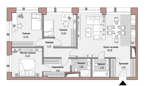 3-комнатная квартира, в Элитный дом "РЕНОМЭ" 3-комнатная квартира, в Элитный дом "РЕНОМЭ"