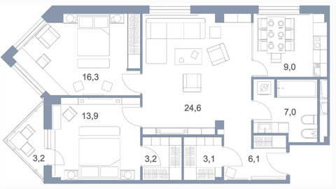 3-комнатная квартира, 88 кв.м., в ЖК "Зеленоградский" 3-комнатная квартира, 88 кв.м., в ЖК "Зеленоградский"