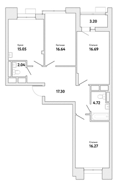 3-комнатная квартира, 90 кв.м., в ЖК "Пикассо" 3-комнатная квартира, 90 кв.м., в ЖК "Пикассо"
