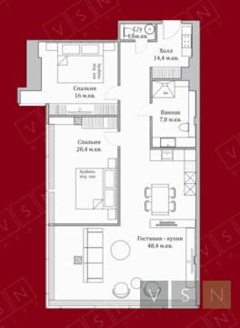 3-комнатная квартира, 121 кв.м., в ЖК "Резиденция Тверская" 3-комнатная квартира, 121 кв.м., в ЖК "Резиденция Тверская"