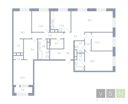 6-комнатная квартира, 182 кв.м., в ЖК "Серебряный фонтан" 6-комнатная квартира, 182 кв.м., в ЖК "Серебряный фонтан"