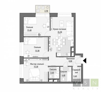 4-комнатная квартира, 86 кв.м., в ЖК "JAZZ" 4-комнатная квартира, 86 кв.м., в ЖК "JAZZ"