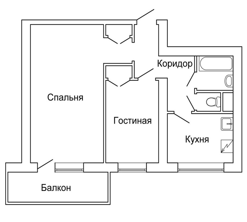 Схема 2 х комнатной квартиры