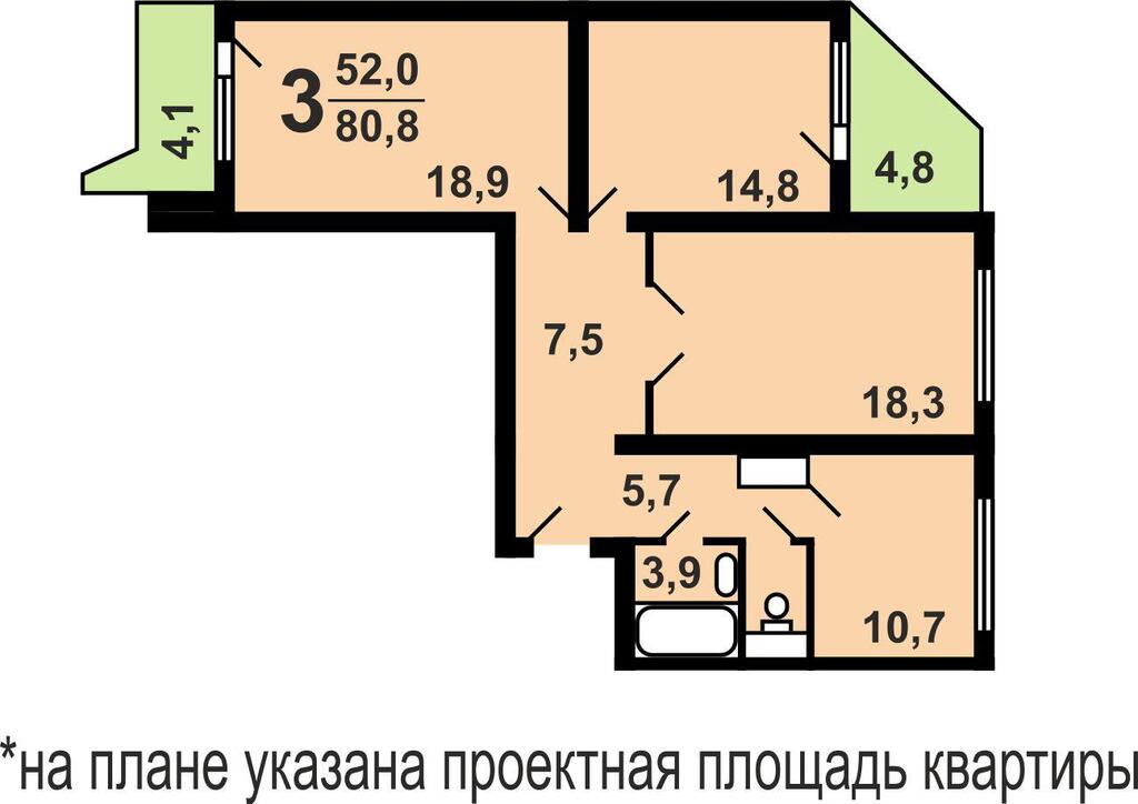 Проект дск 3 комнатная