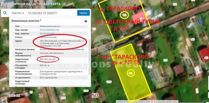 Публичная кадастровая карта снт лесное тарасково