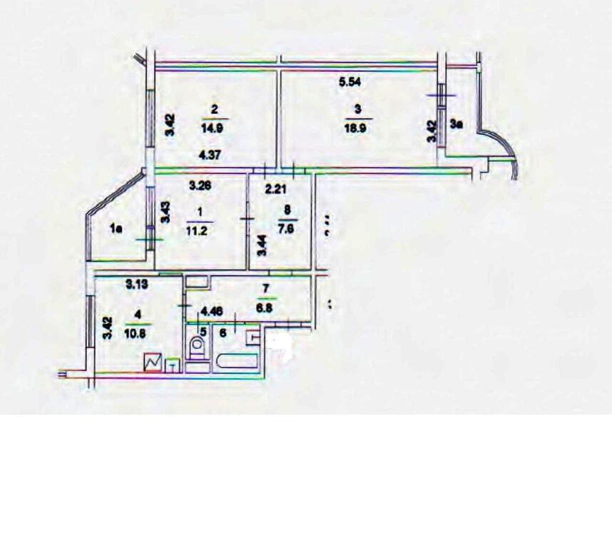 План бти п44 3х комнатная