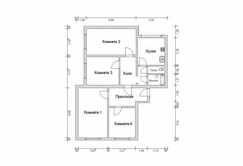 План квартиры чертеж 3 х комнатная