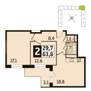 Путилково, 2-х комнатная квартира,  д., 6543966 руб.