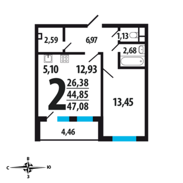 Москва, 2-х комнатная квартира, Нововатутинский пр. д., 4260740 руб.