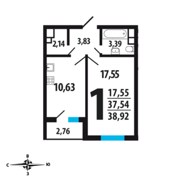 Москва, 1-но комнатная квартира, Нововатутинский пр. д., 3755780 руб.