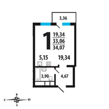 Москва, 1-но комнатная квартира, Нововатутинский пр. д., 3219615 руб.