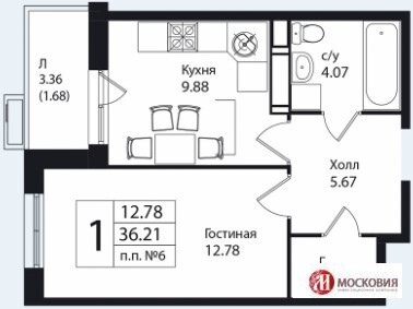 Троицк, 1-но комнатная квартира, Офицерская д.3, 3022000 руб.