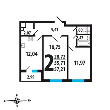 Москва, 2-х комнатная квартира, Нововатутинский пр. д., 4977270 руб.