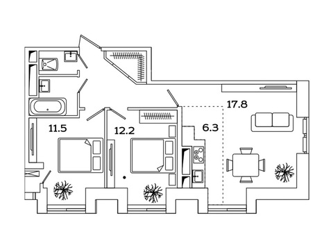 Москва, 2-х комнатная квартира, Рязанский пр-кт. д.2, 10286740 руб.