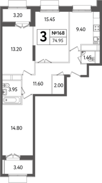 Москва, 3-х комнатная квартира, Яна Райниса б-р. д.вл.4, корп.3, 14847595 руб.