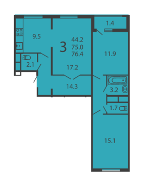 Москва, 3-х комнатная квартира, ул. Производственная д.6 корп.5, 7652136 руб.