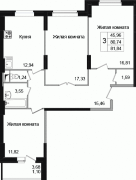 Щелково, 3-х комнатная квартира, Потапово-3 д.1, 4581500 руб.