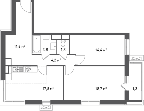 Москва, 2-х комнатная квартира, ул. Нагатинская д.вл.4, к.3, 12483000 руб.