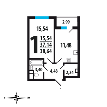 Москва, 1-но комнатная квартира, Нововатутинский пр. д., 3806040 руб.