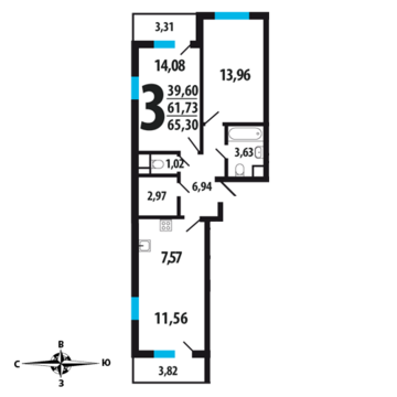 Москва, 3-х комнатная квартира, Нововатутинский пр. д., 5713750 руб.