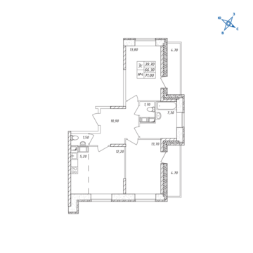 Люберцы, 3-х комнатная квартира, ул. Барыкина д., 5349850 руб.