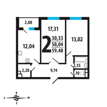 Москва, 2-х комнатная квартира, Нововатутинский пр. д., 5353200 руб.