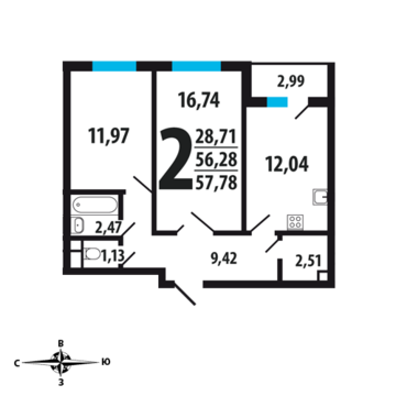 Москва, 2-х комнатная квартира, Нововатутинский пр. д., 4940190 руб.