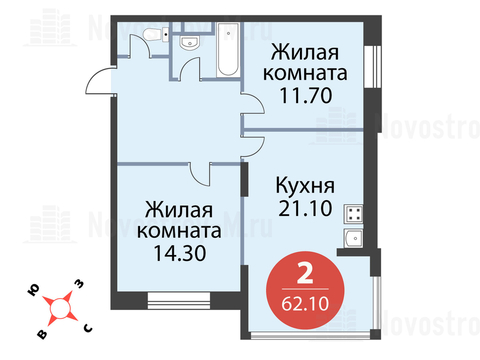 Павловская Слобода, 2-х комнатная квартира, ул. Красная д.д. 9, корп. 35, 6340410 руб.