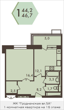 Москва, 1-но комнатная квартира, ул. Гродненская д.д.5, 9243097 руб.