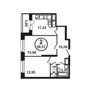 Москва, 2-х комнатная квартира, ул. Петра Алексеева д.12а корп.4, 8655210 руб.