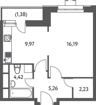 Москва, 1-но комнатная квартира, Ф.Полетаева д.15А, 7456050 руб.