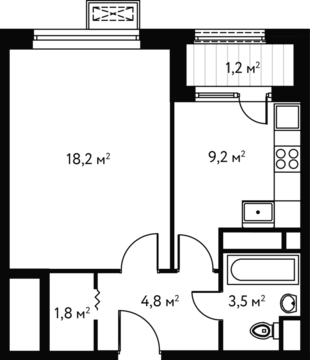 Москва, 1-но комнатная квартира, ул. Абрамцевская д.10, 6385500 руб.