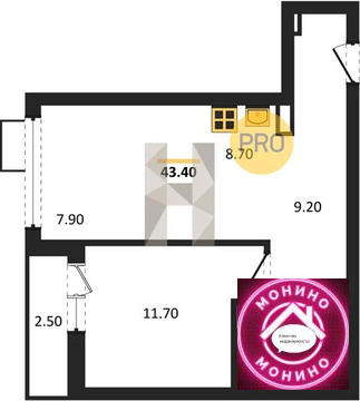 Столбово, 1-но комнатная квартира, Столбово дер. д.д. 7, 12556488 руб.