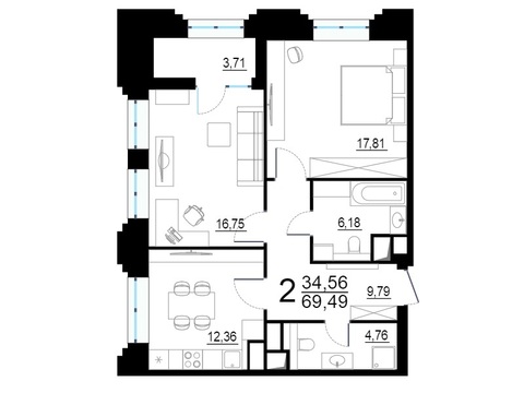 Москва, 2-х комнатная квартира, ул. Берзарина д.28с4, 14724931 руб.