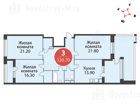 Павловская Слобода, 3-х комнатная квартира, ул. Красная д.д. 9, корп. 55, 11538920 руб.