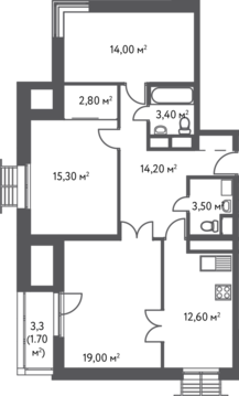 Москва, 3-х комнатная квартира, ул. Софьи Ковалевской д.20, 15898700 руб.