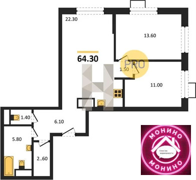 Газопровод, 2-х комнатная квартира, Газопровод п. д.д. 1, 17953882 руб.