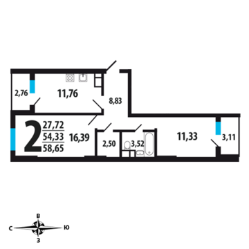 Москва, 2-х комнатная квартира, Нововатутинский пр. д., 5131875 руб.