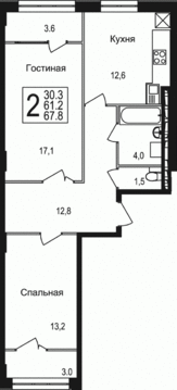 Щелково, 2-х комнатная квартира, микрорайон Богородский д.дом №3, 3986640 руб.