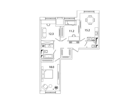 Москва, 3-х комнатная квартира, Рязанский пр-кт. д.2, 12526051 руб.