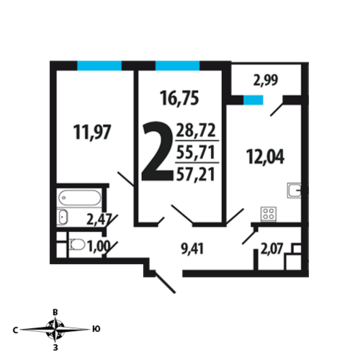 Москва, 2-х комнатная квартира, Нововатутинский пр. д., 5005875 руб.