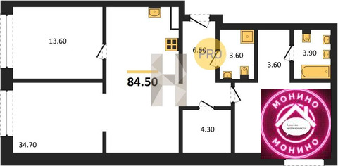 Москва, 2-х комнатная квартира, ул. Дубининская д.д. 59, корпус 2, 60570000 руб.