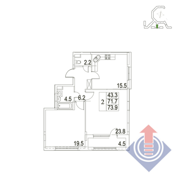 Развилка, 2-х комнатная квартира,  д., 7529671 руб.