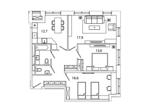 Москва, 3-х комнатная квартира, Рязанский пр-кт. д.2, 13462431 руб.