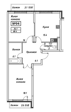 Троицк, 2-х комнатная квартира, ул. Промышленная д., 6497562 руб.