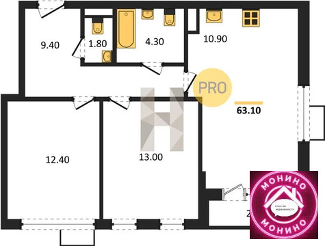 Столбово, 2-х комнатная квартира, Столбово дер. д.д. 9, 14901065 руб.